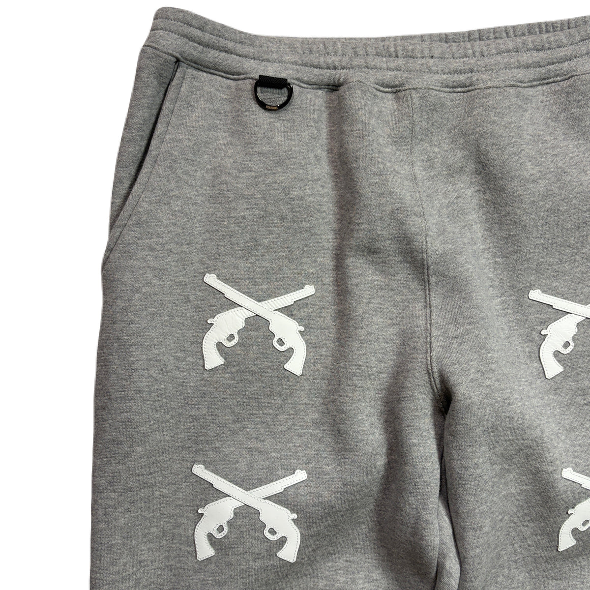 CROSSGUN LEATHER PATCH SWEAT PANTS / GRAY