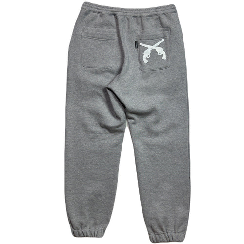 CROSSGUN LEATHER PATCH SWEAT PANTS / GRAY