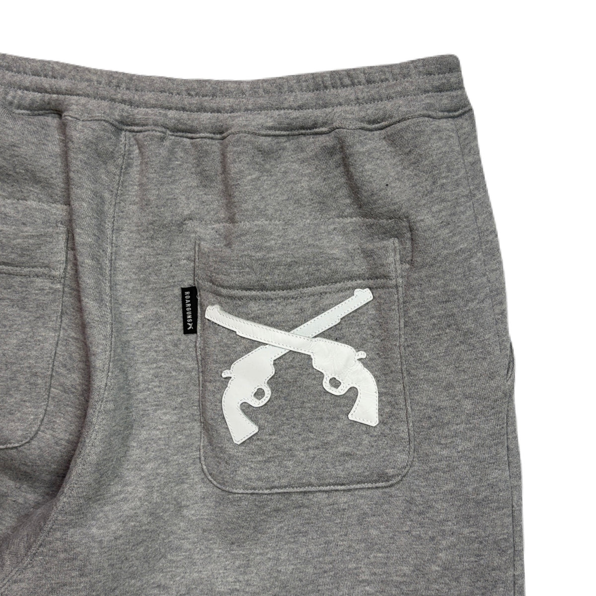 CROSSGUN LEATHER PATCH SWEAT PANTS / GRAY