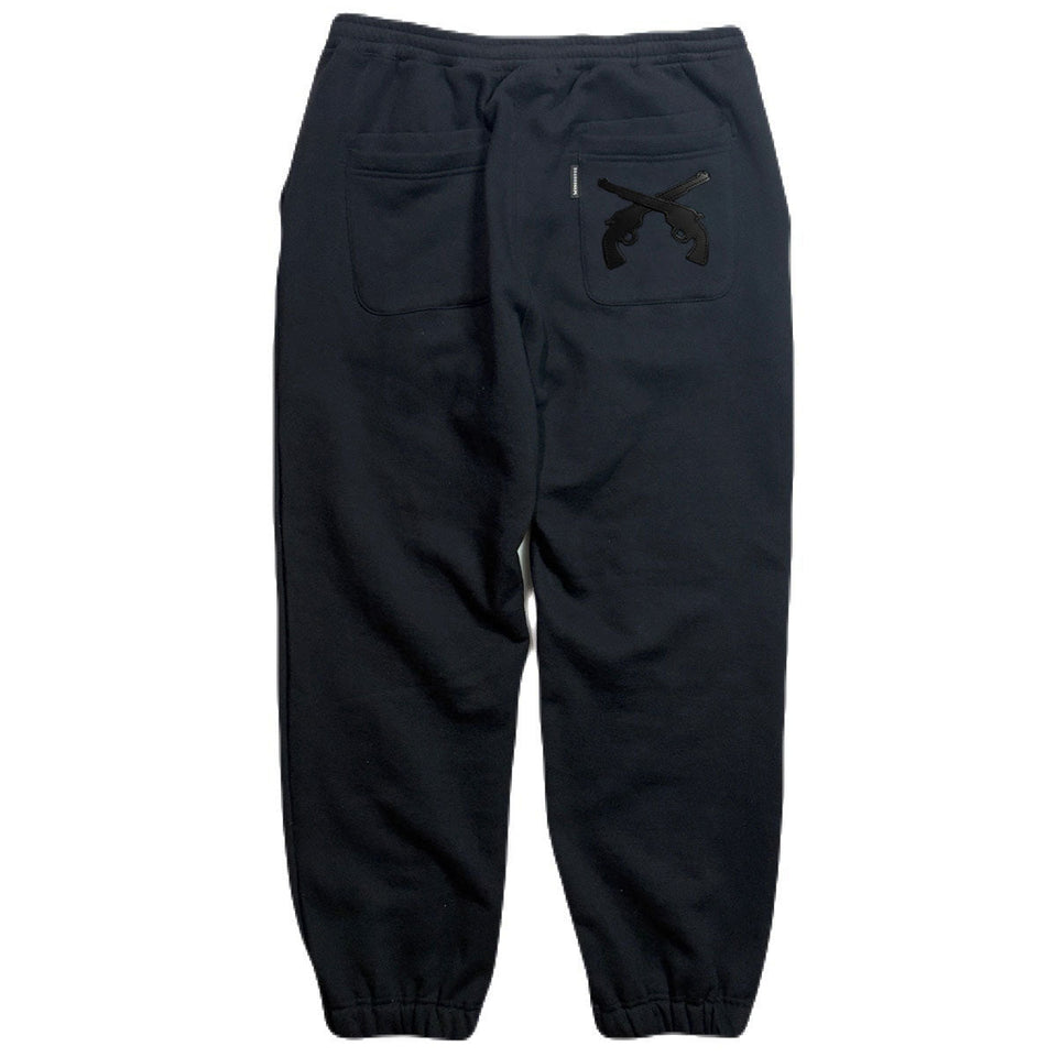 画像をギャラリービューアに読み込む, CROSSGUN LEATHER PATCH SWEAT PANTS / BLACK