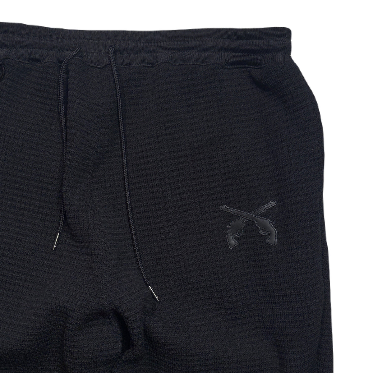 CROSSGUN PATCH WAFFLE PANTS / BLACK