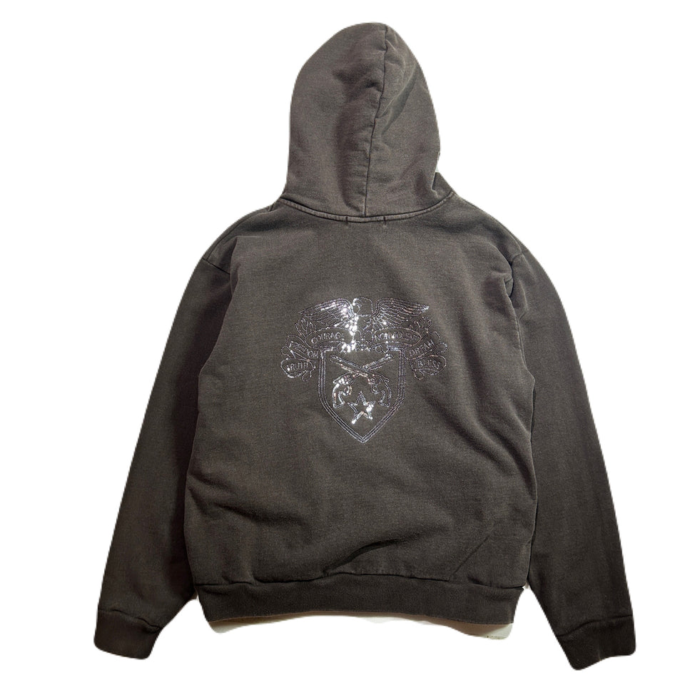 画像をギャラリービューアに読み込む, SPANGLE EMBROIDERY HOODIE / BROWN