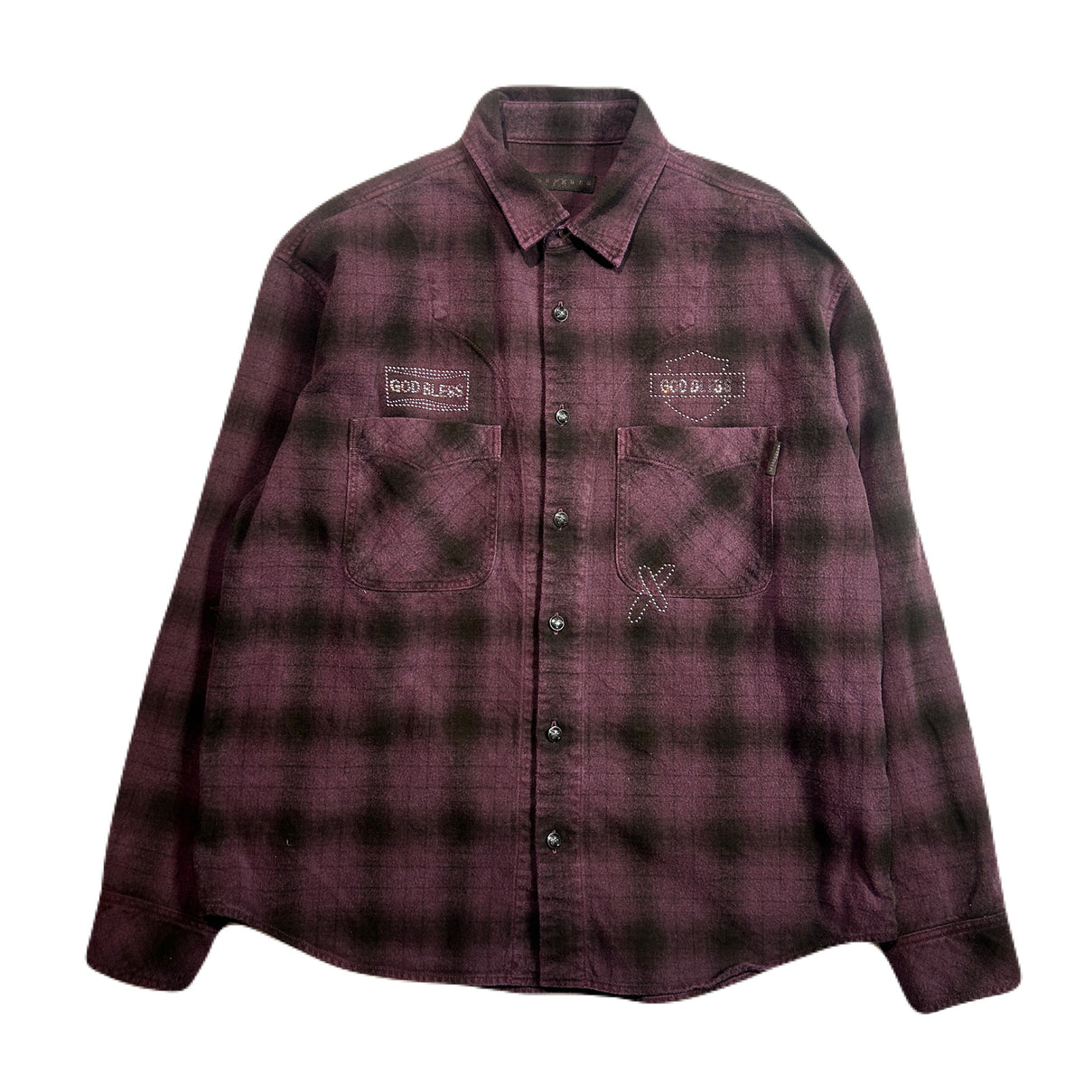 SHGGY CHECK SHIRT METAL / BURGUNDY