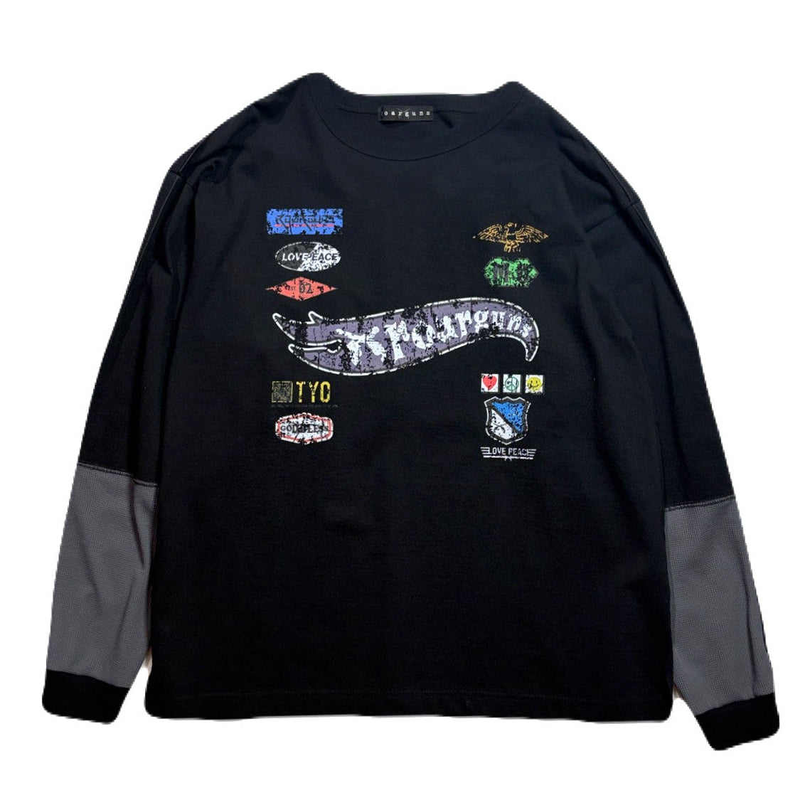 将图片加载到图库查看器，INKJET PRINT LONG SLEEVE T-SHIRT / BLACK