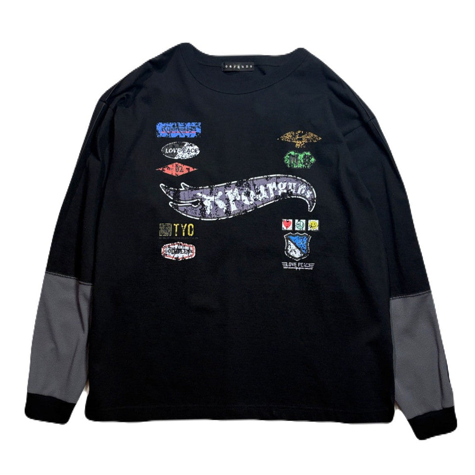 将图片加载到图库查看器，INKJET PRINT LONG SLEEVE T-SHIRT / BLACK