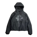 CROSS INKJET PRINT HOODIE / GRAY