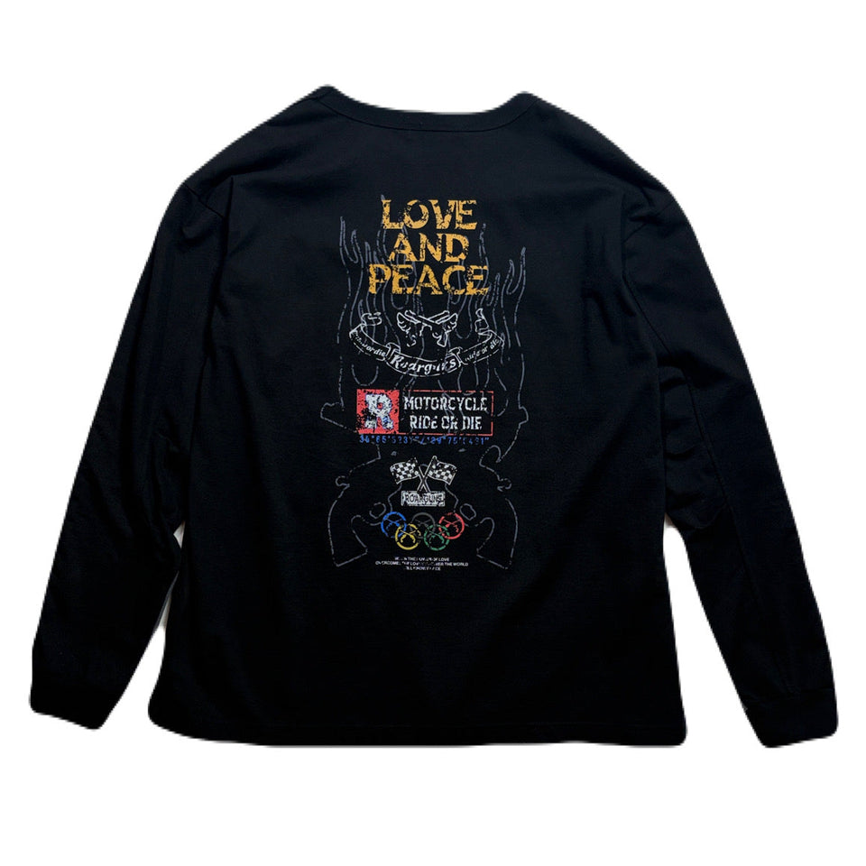 将图片加载到图库查看器，INKJET PRINT LONG SLEEVE T-SHIRT / BLACK