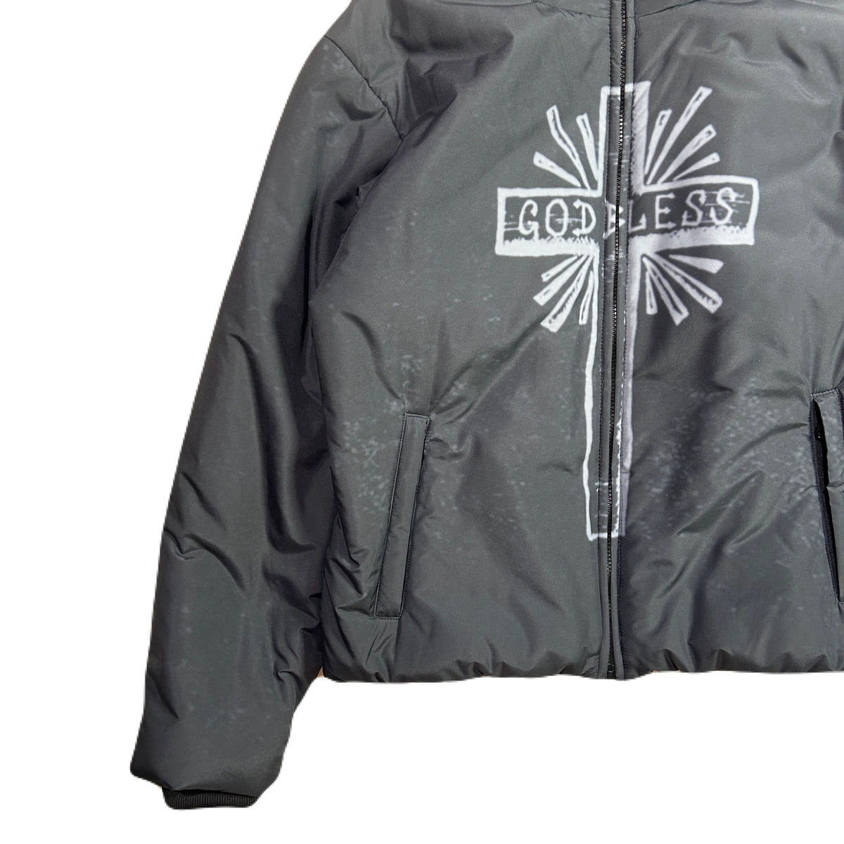 CROSS INKJET PRINT HOODIE / GRAY