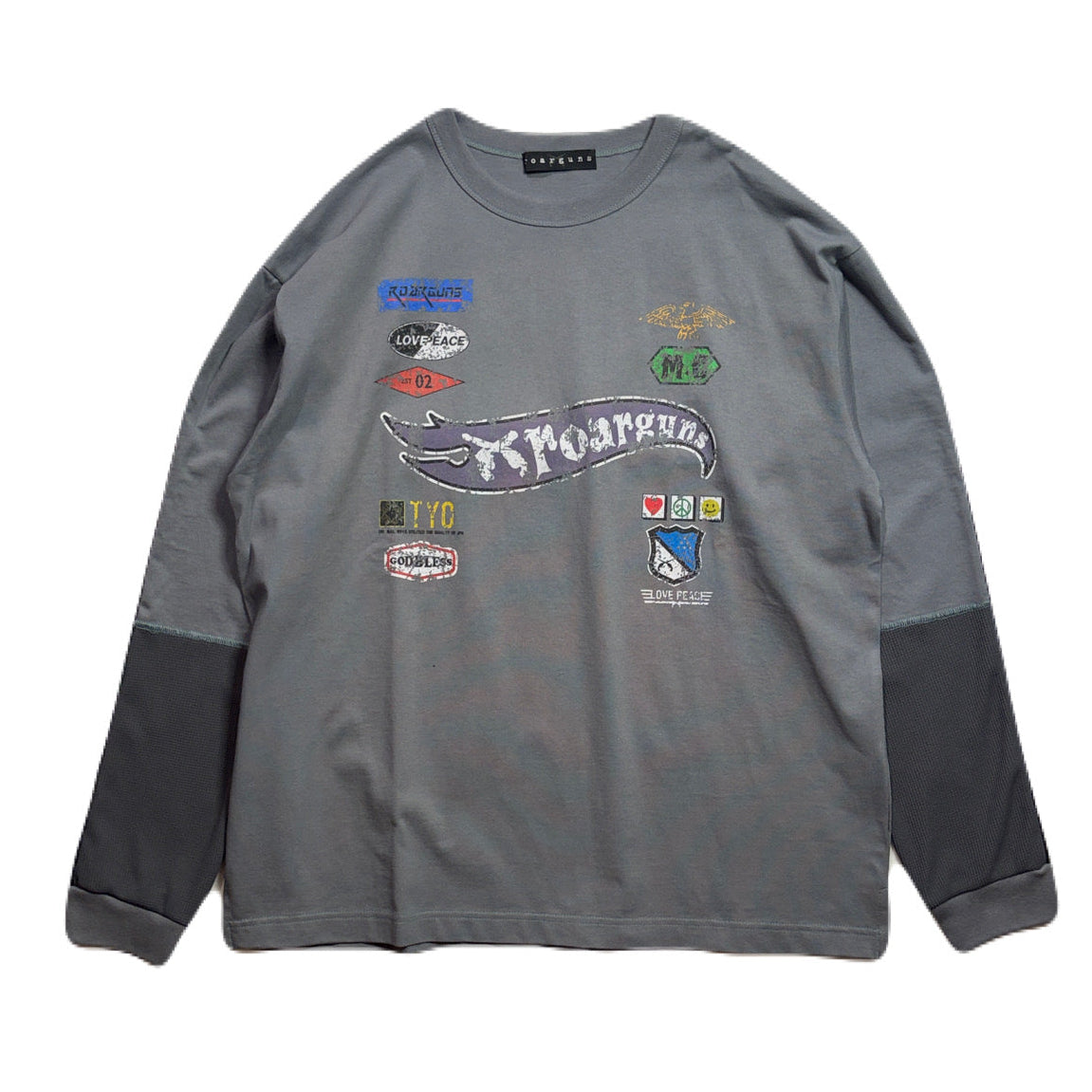 将图片加载到图库查看器，INKJET PRINT LONG SLEEVE T-SHIRT / GRAY
