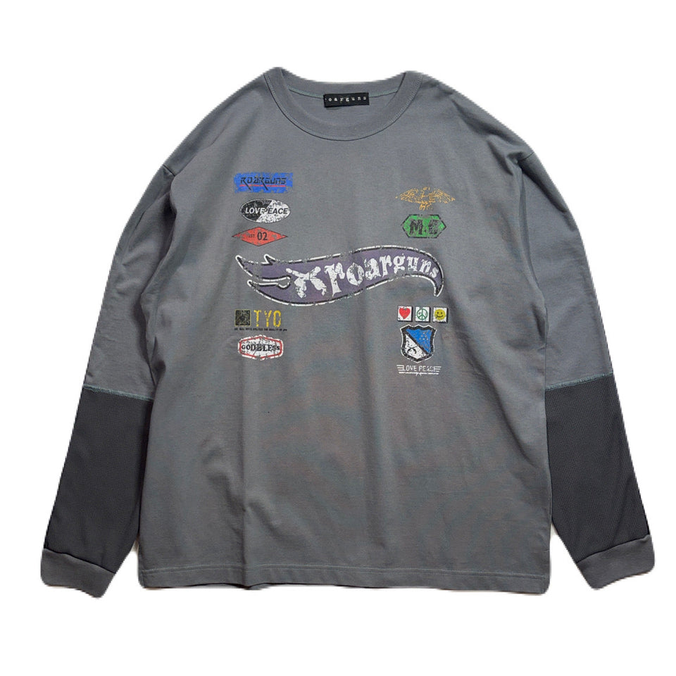 将图片加载到图库查看器，INKJET PRINT LONG SLEEVE T-SHIRT / GRAY
