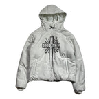 CROSS INKJET PRINT HOODIE / OFF WHITE