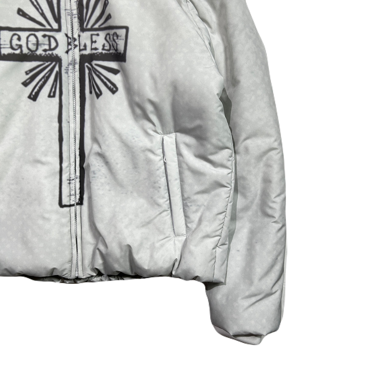 CROSS INKJET PRINT HOODIE / OFF WHITE