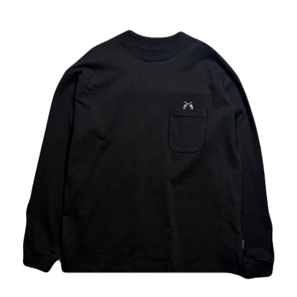 将图片加载到图库查看器，MOC NECK POCKET L/S T-SHIRTS CRYSTAL / BLACK