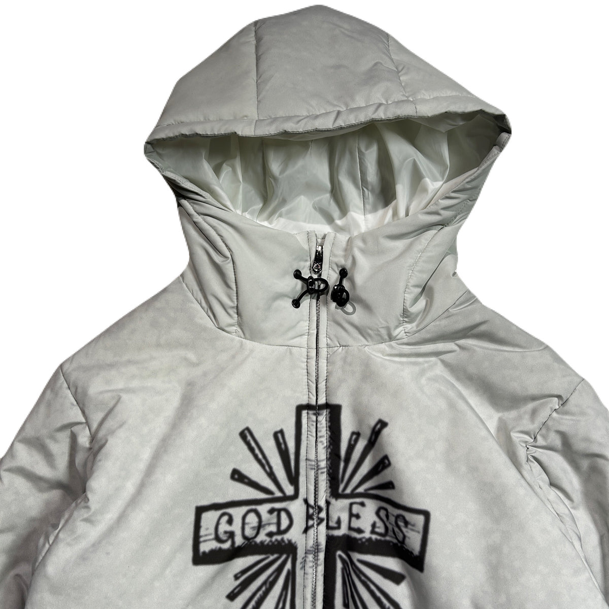 CROSS INKJET PRINT HOODIE / OFF WHITE