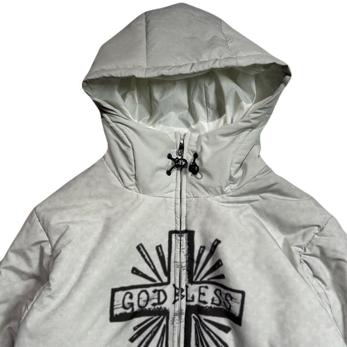 CROSS INKJET PRINT HOODIE / OFF WHITE