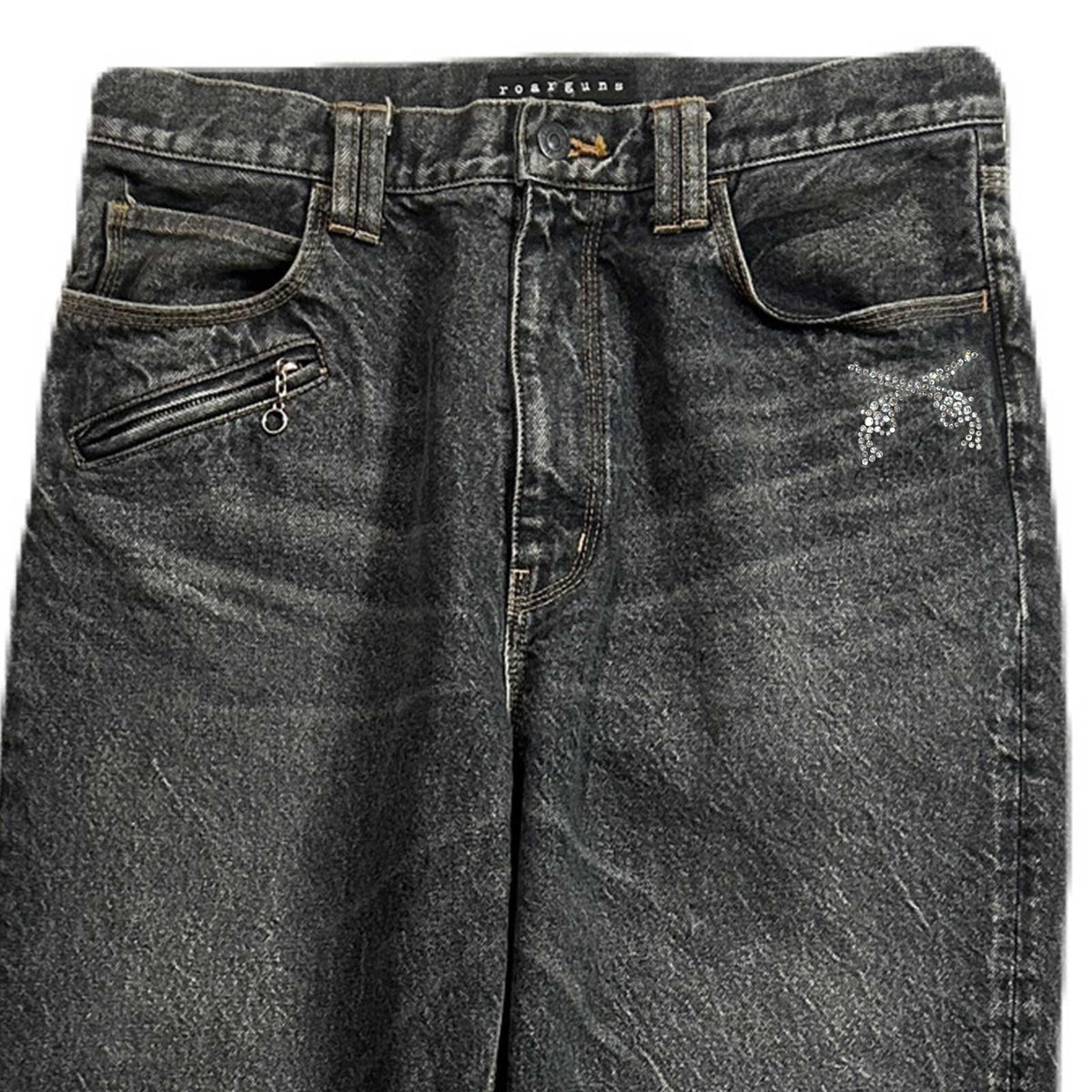 STONE BIO CRYSTAL DENIM PANTS  / BLACK