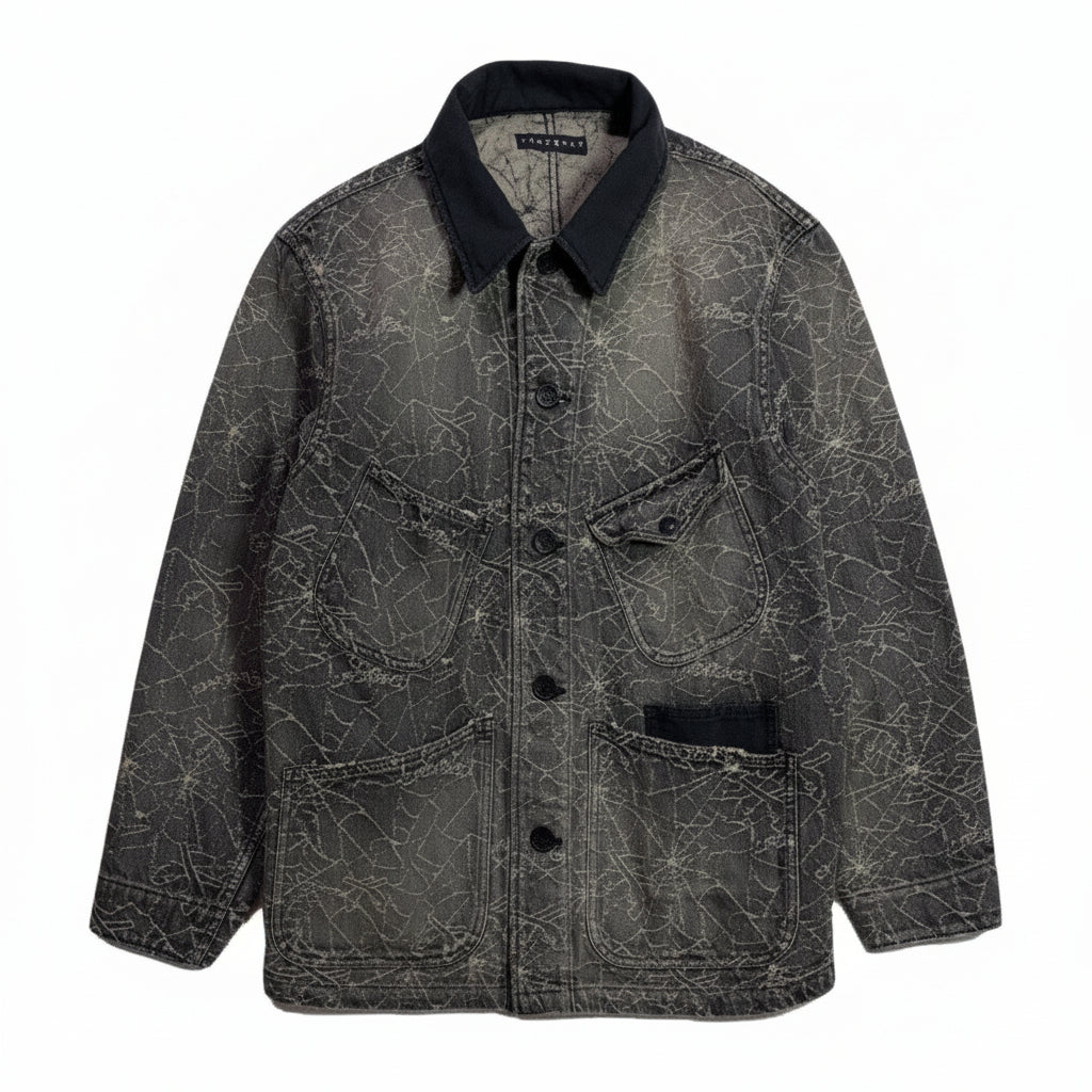 Load image into Gallery viewer, SPIDER JAQUARD DENIM JACKET / BLACK
