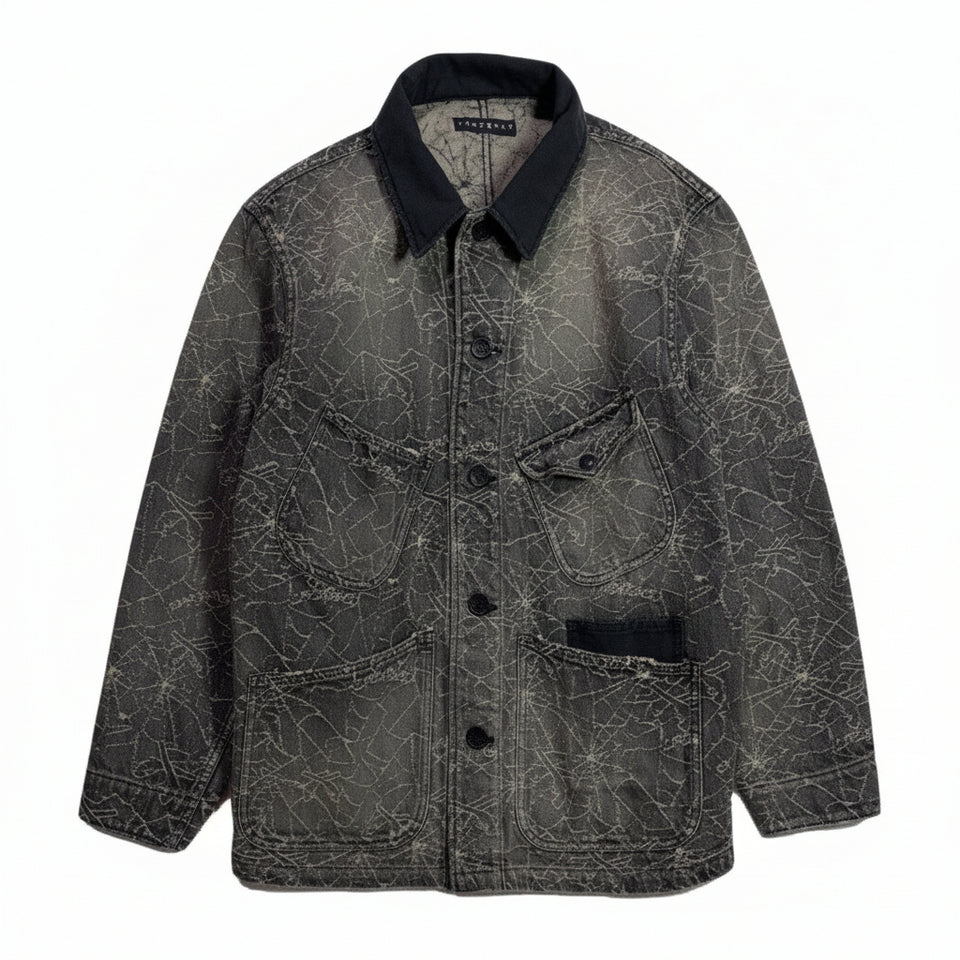 Load image into Gallery viewer, SPIDER JAQUARD DENIM JACKET / BLACK