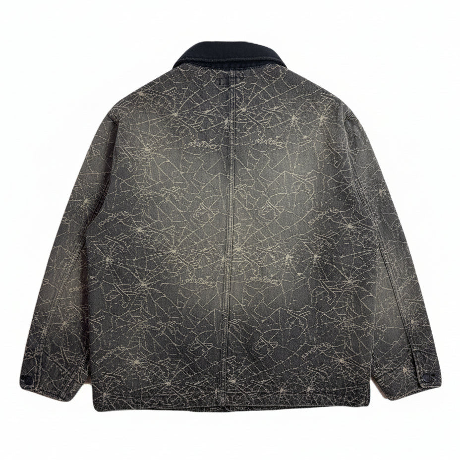Load image into Gallery viewer, SPIDER JAQUARD DENIM JACKET / BLACK