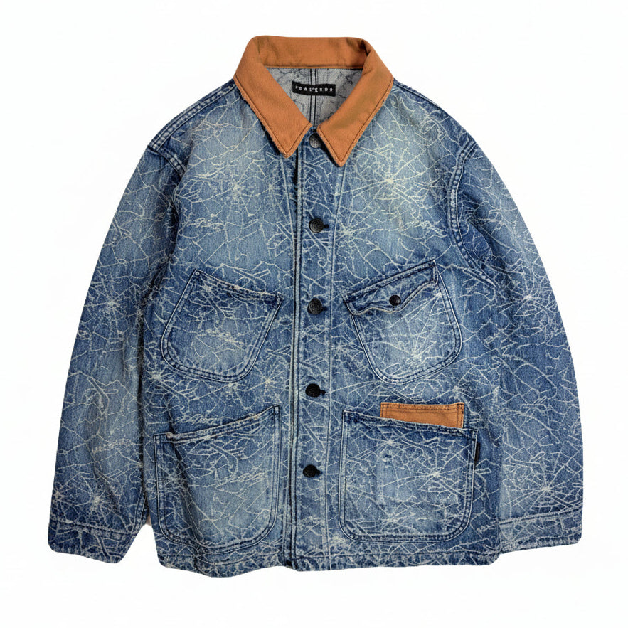 Load image into Gallery viewer, SPIDER JAQUARD DENIM JACKET / BLUE