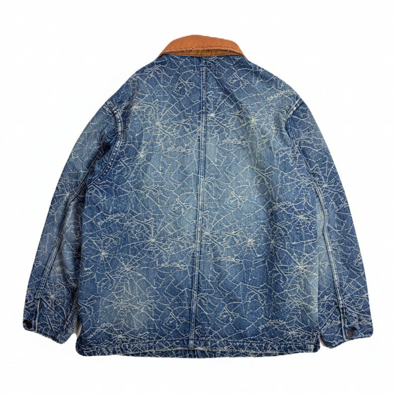 Load image into Gallery viewer, SPIDER JAQUARD DENIM JACKET / BLUE