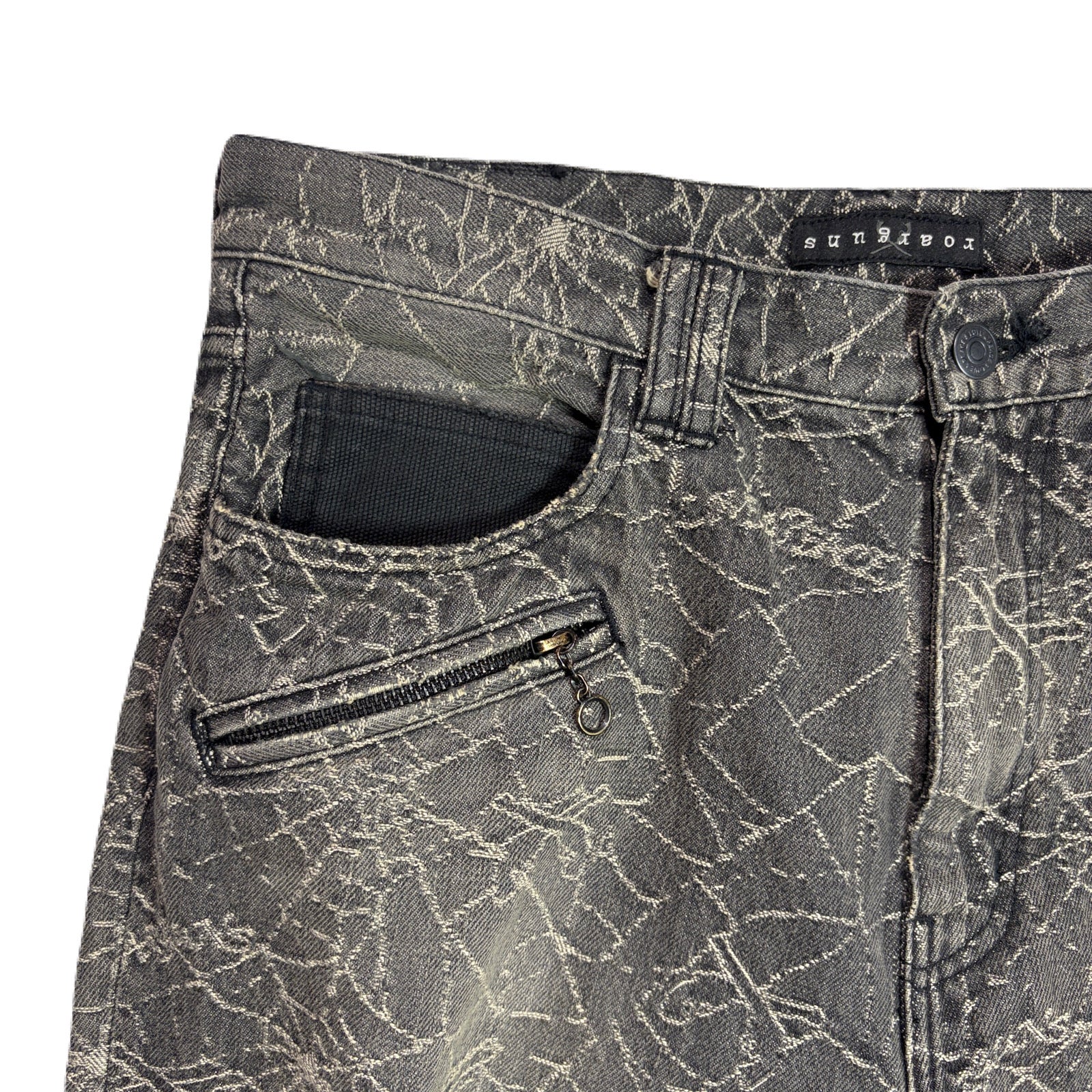 画像をギャラリービューアに読み込む, SPIDER JAQUARD DENIM PANTS / BLACK