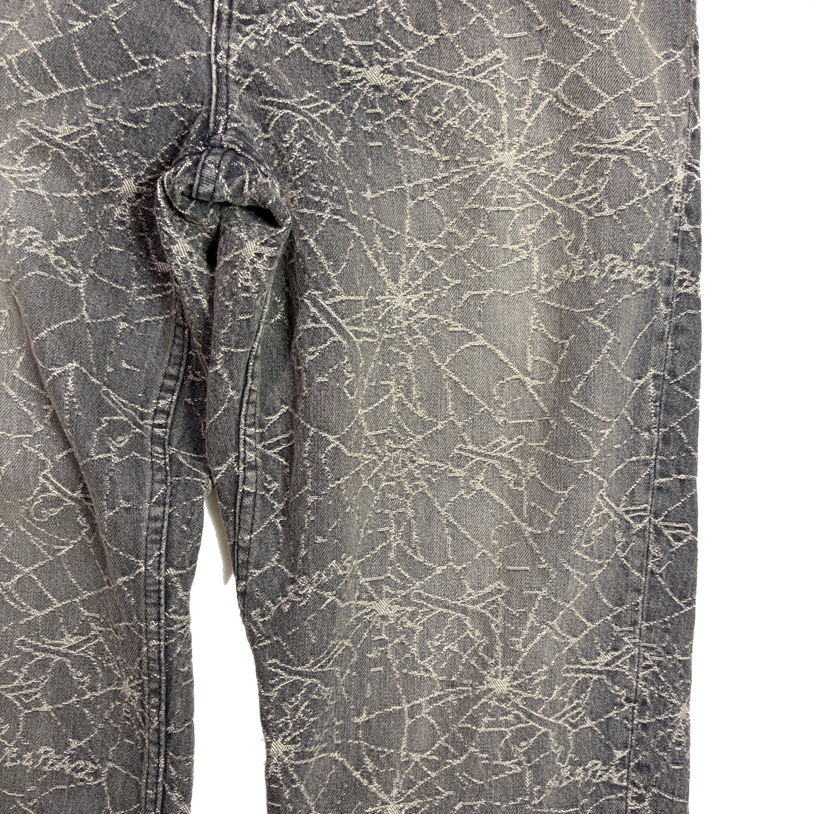 画像をギャラリービューアに読み込む, SPIDER JAQUARD DENIM PANTS / BLACK