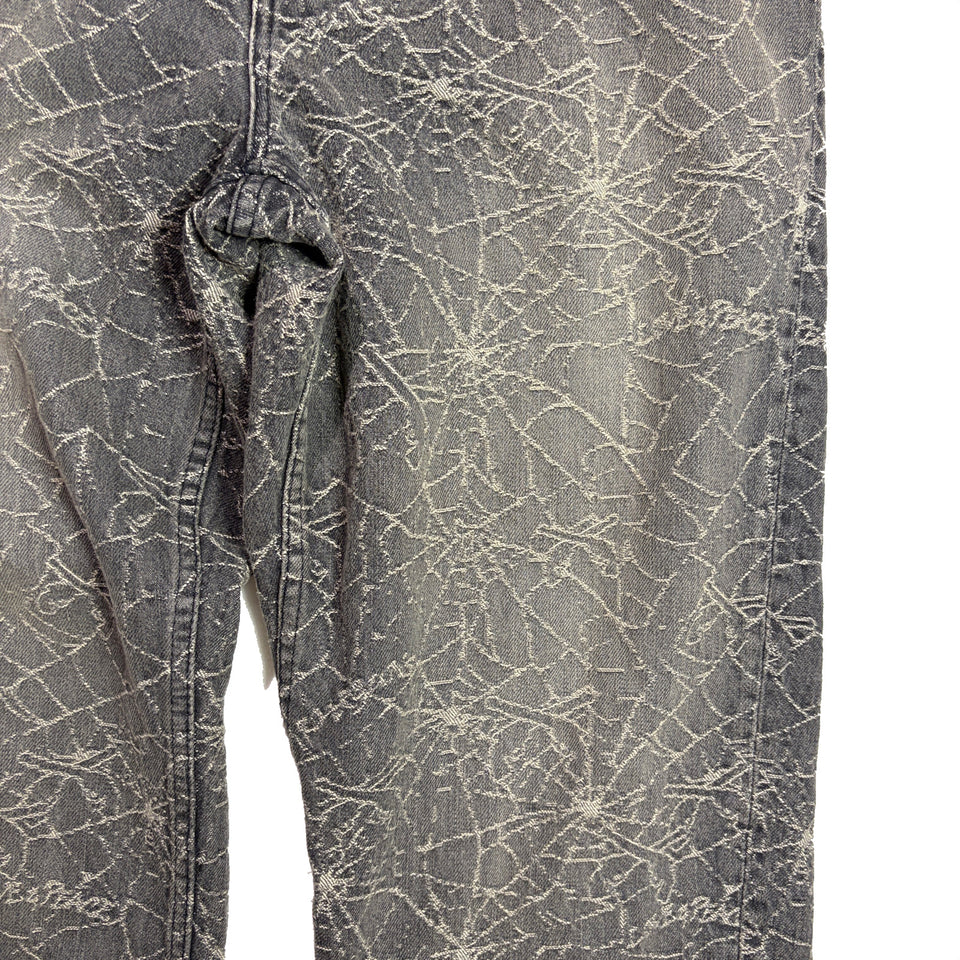 画像をギャラリービューアに読み込む, SPIDER JAQUARD DENIM PANTS / BLACK
