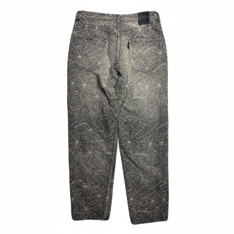 画像をギャラリービューアに読み込む, SPIDER JAQUARD DENIM PANTS / BLACK
