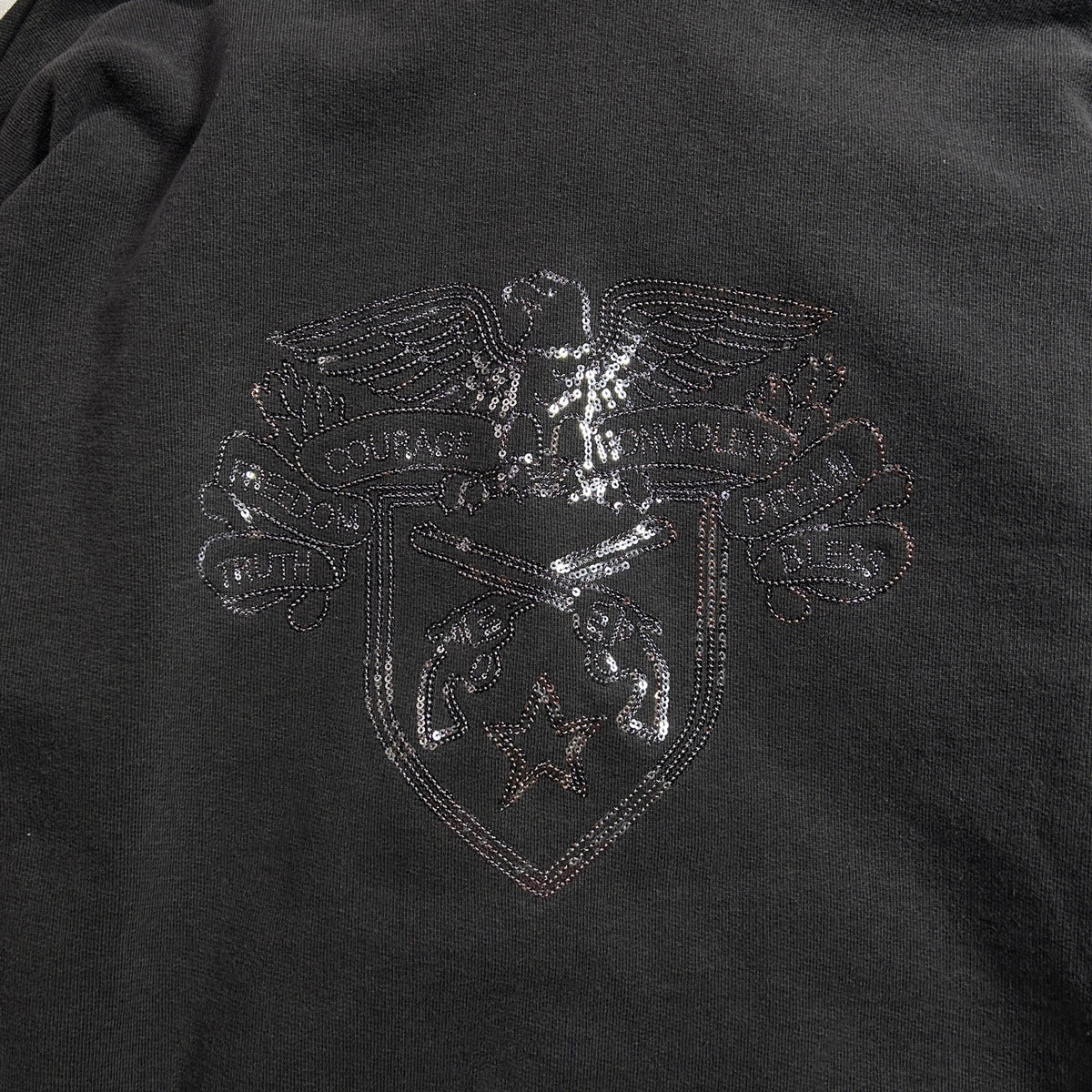 SPANGLE EMBROIDERY HOODIE / BLACK