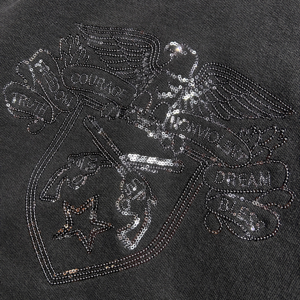 SPANGLE EMBROIDERY HOODIE / BLACK