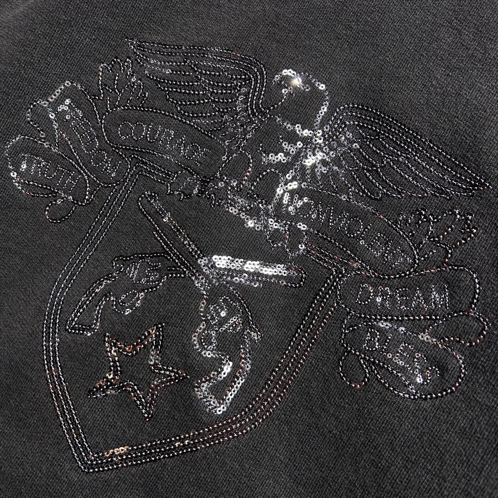 画像をギャラリービューアに読み込む, SPANGLE EMBROIDERY HOODIE / BLACK