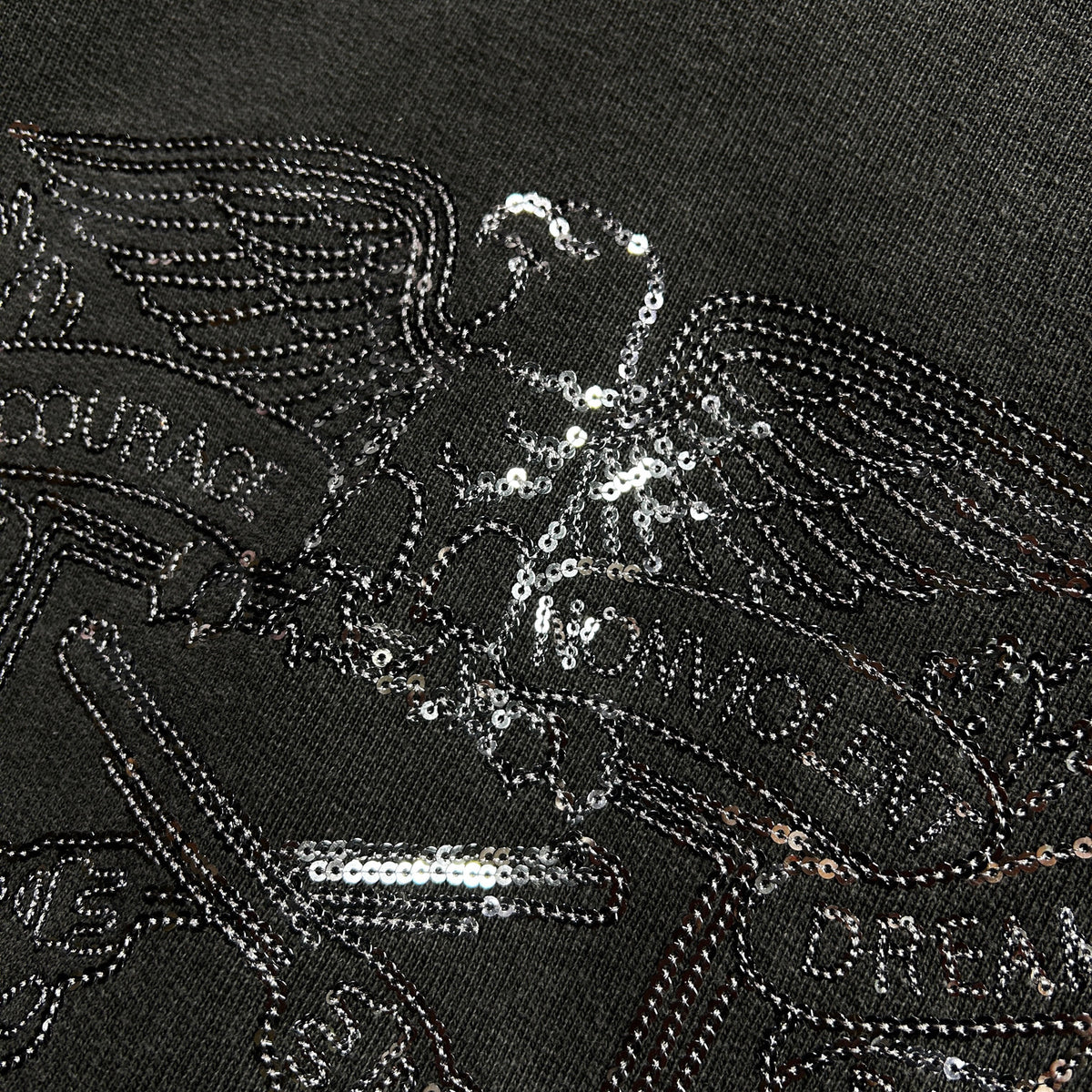 SPANGLE EMBROIDERY HOODIE / BLACK