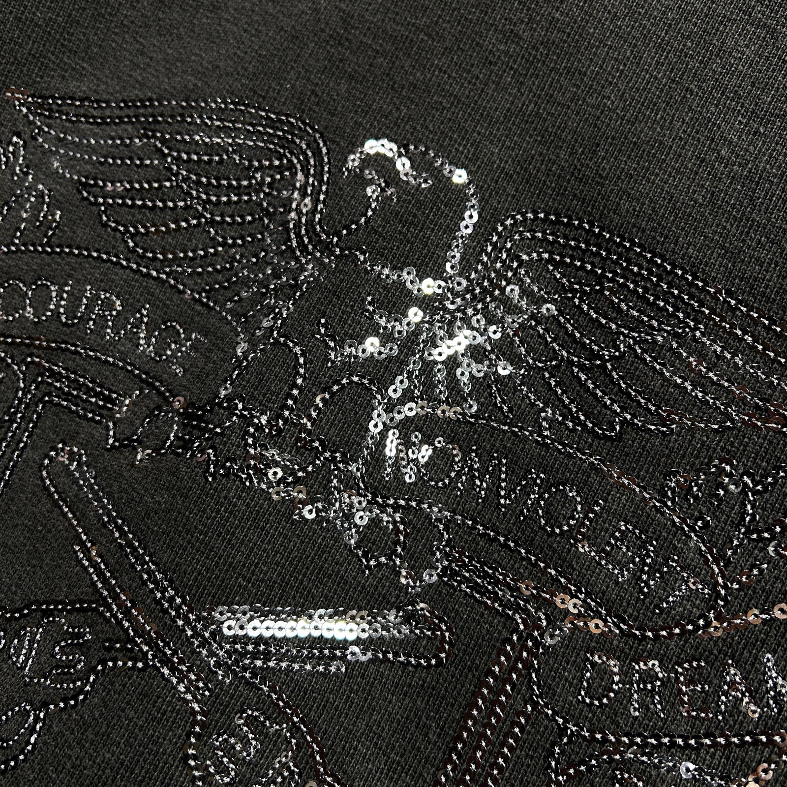 画像をギャラリービューアに読み込む, SPANGLE EMBROIDERY HOODIE / BLACK