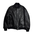 COW LEATHER CROSSGUN PATCH RIB JACKET / BLACK