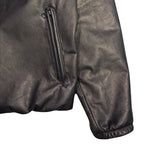COW LEATHER ZIP PUFFER JACKET / BLACK