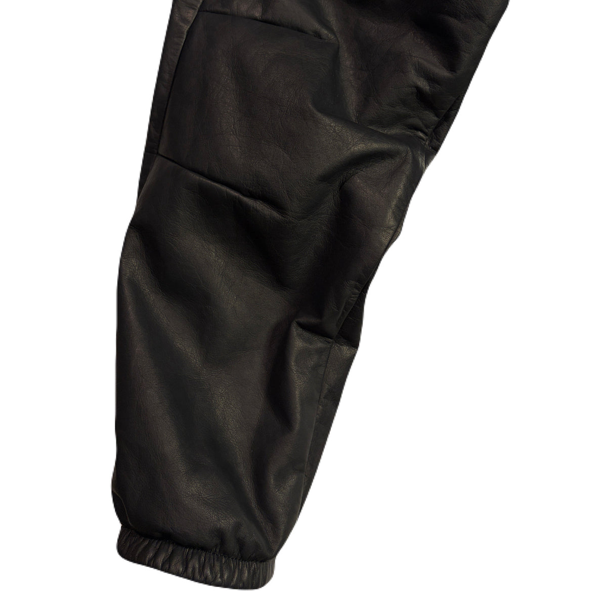 COW LEATHER ZIP PUFFER JACKET / BLACK