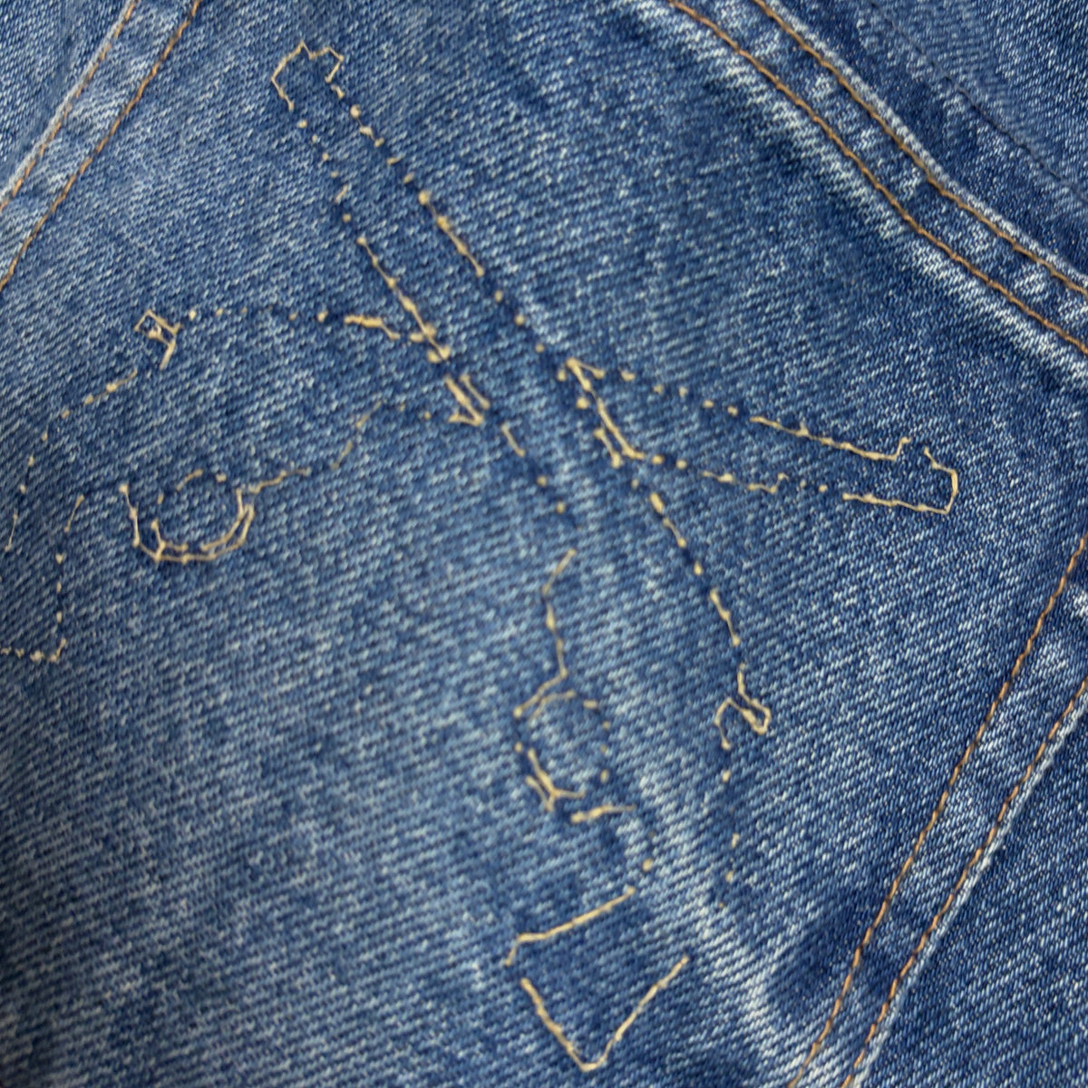 VINTAGE WASH DENIM WIDE PANTS / BLUE