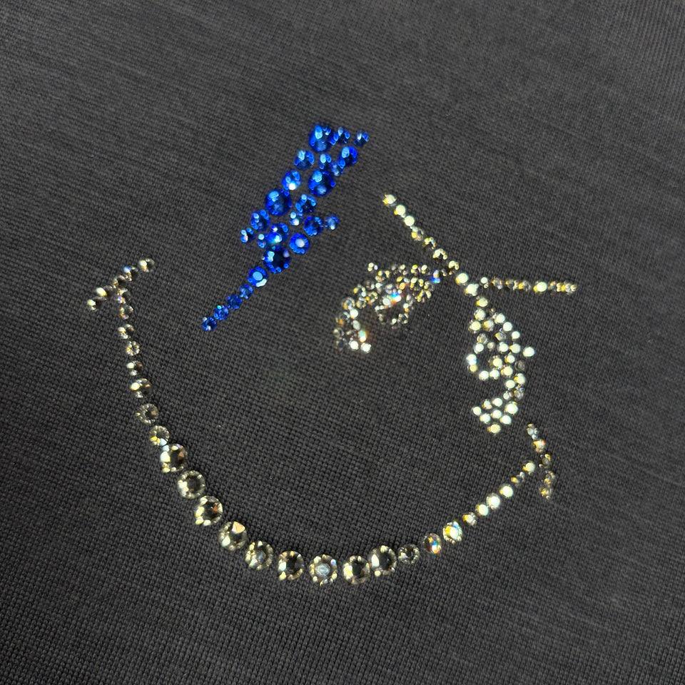 画像をギャラリービューアに読み込む, WOOL JERSEY SMILE SWAROVSKI T-SHIRT / GRAY