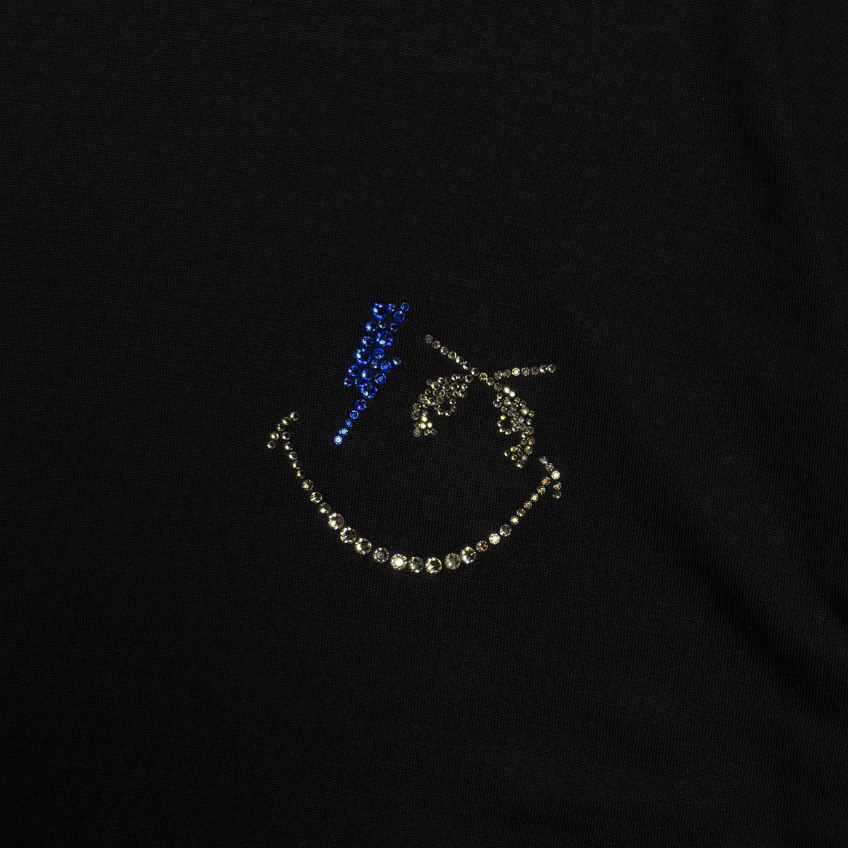 WOOL JERSEY SMILE SWAROVSKI T-SHIRT / BLACK