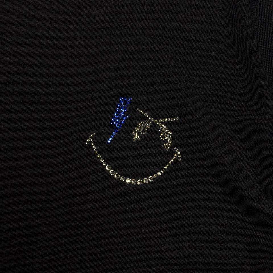 画像をギャラリービューアに読み込む, WOOL JERSEY SMILE SWAROVSKI T-SHIRT / BLACK