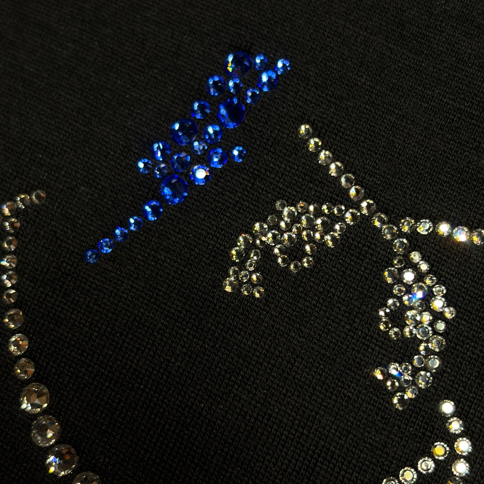 画像をギャラリービューアに読み込む, WOOL JERSEY SMILE SWAROVSKI T-SHIRT / BLACK