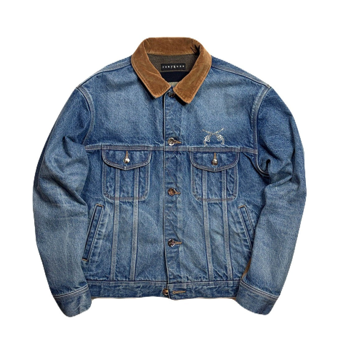 VINTAGE WASH DENIM JACKET SWAROVSKI / BLUE