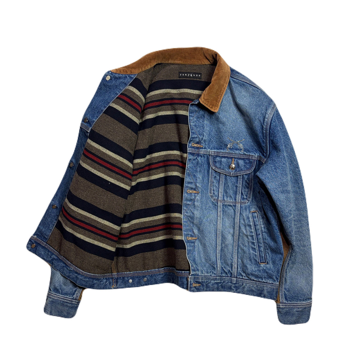 VINTAGE WASH DENIM JACKET SWAROVSKI / BLUE
