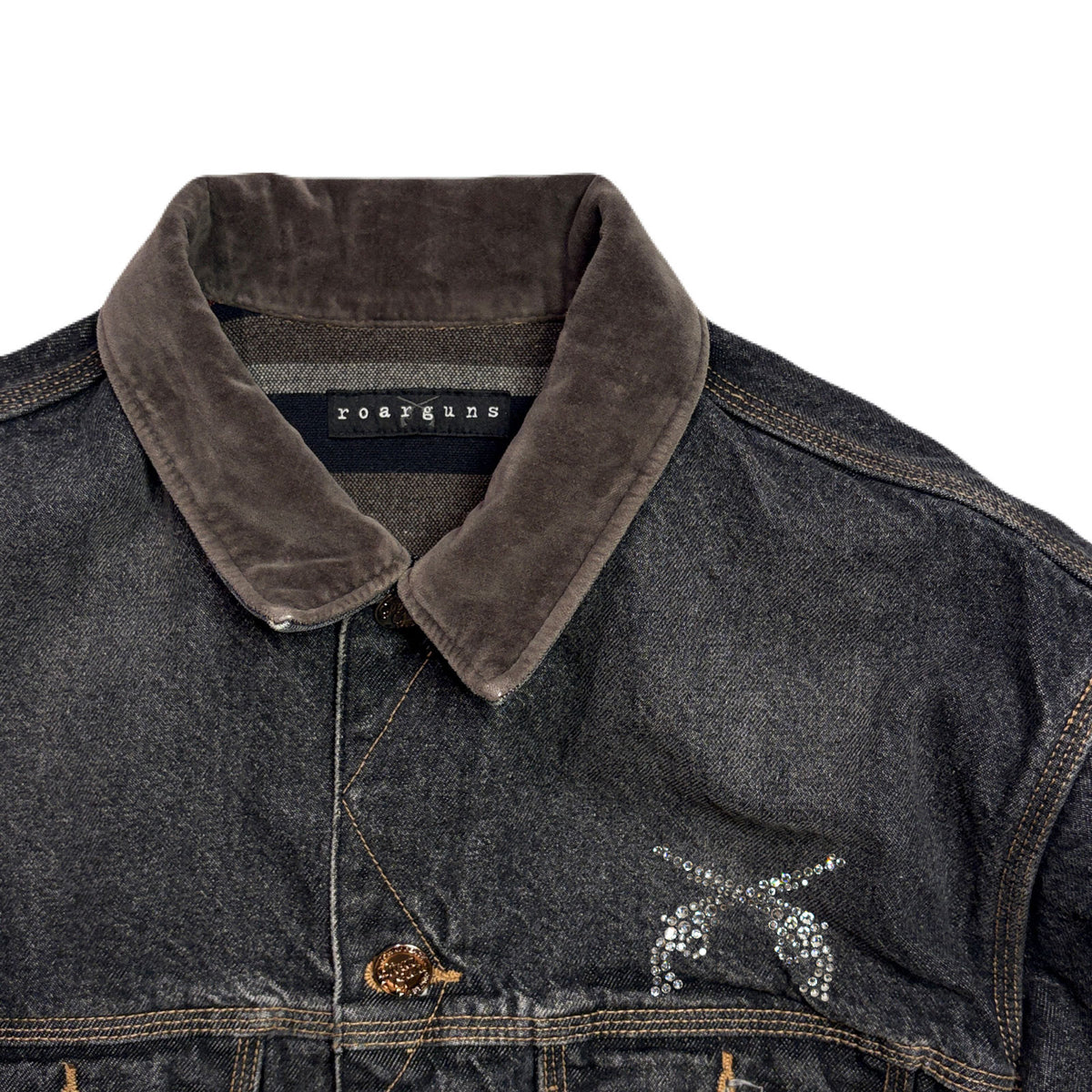 VINTAGE WASH DENIM JACKET SWAROVSKI / BLACK