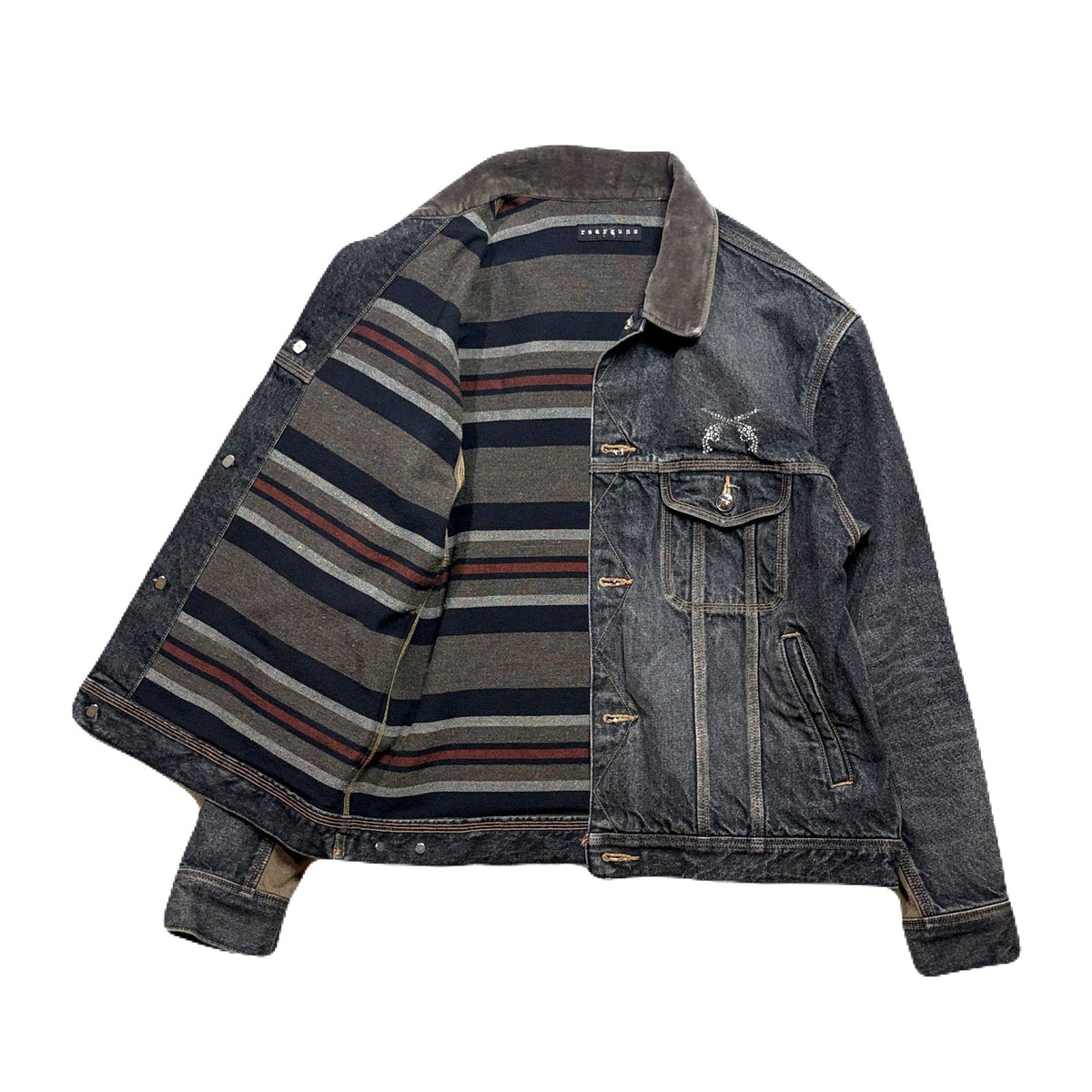 VINTAGE WASH DENIM JACKET SWAROVSKI / BLACK