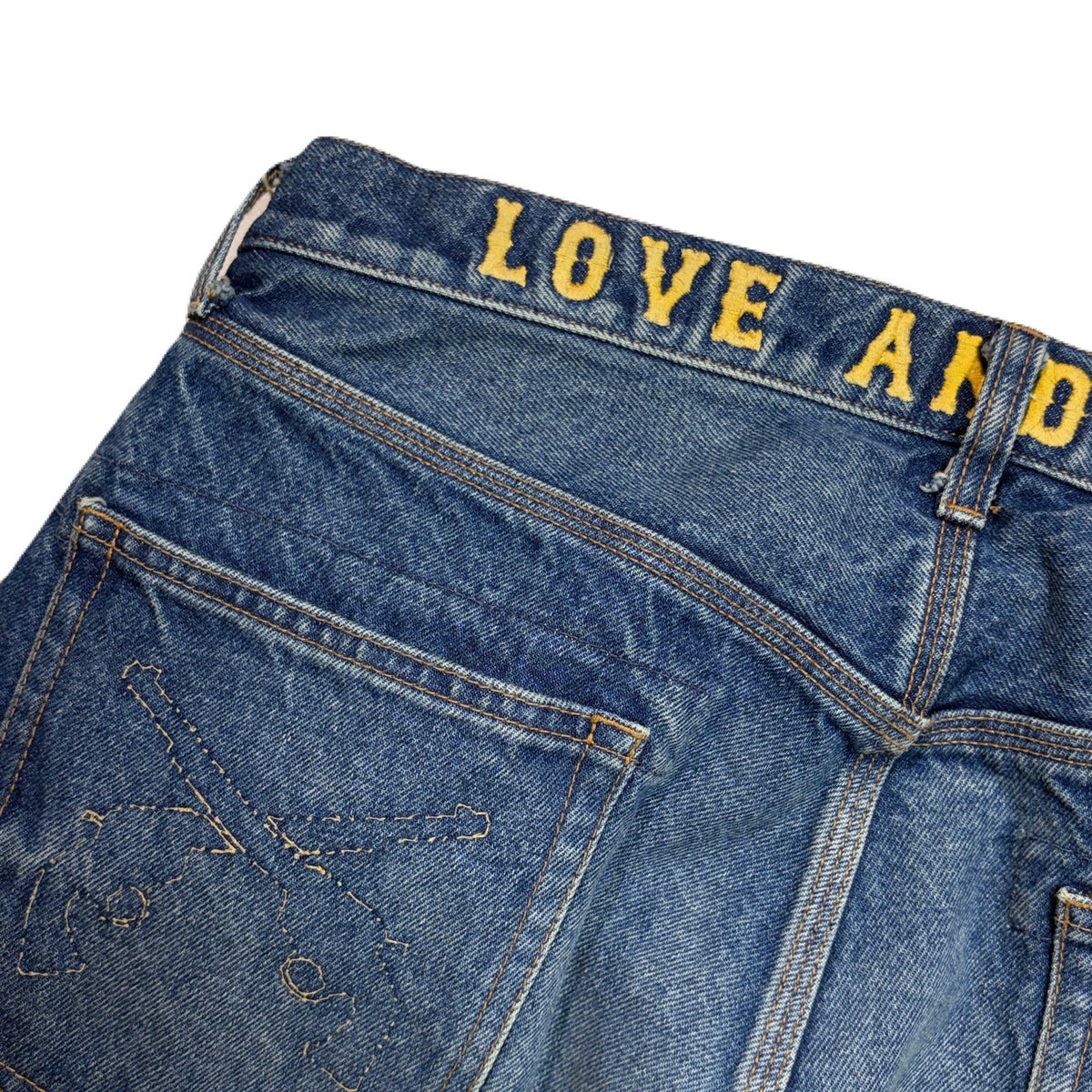 VINTAGE WASH DENIM WIDE PANTS / BLUE