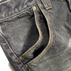VINTAGE WASH DENIM WIDE PANTS / BLACK