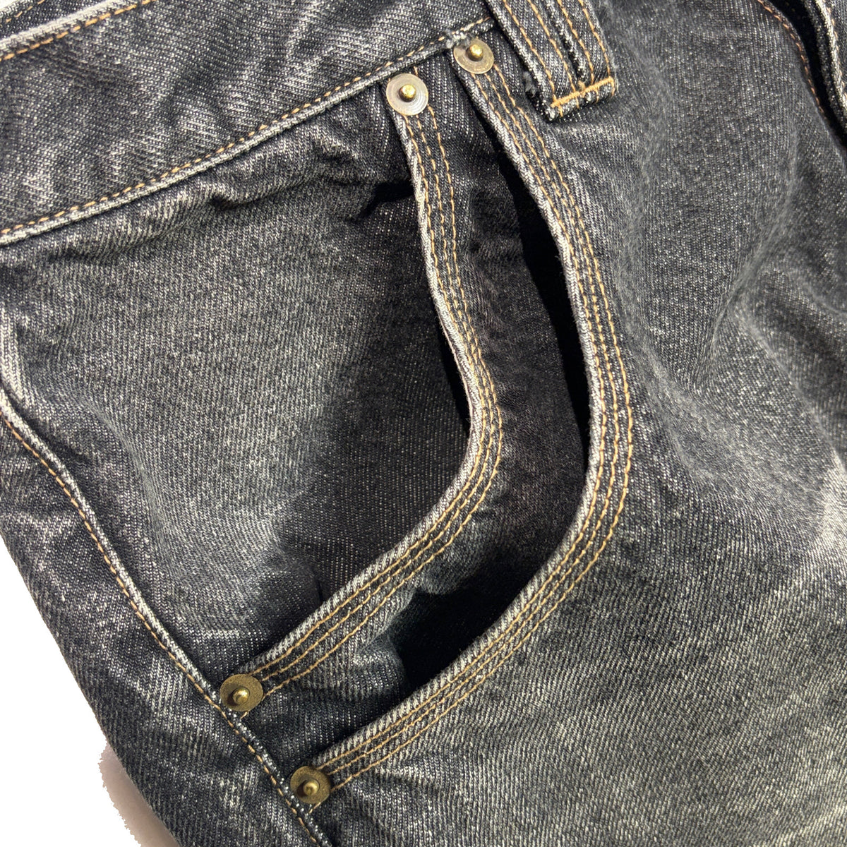 VINTAGE WASH DENIM WIDE PANTS / BLACK
