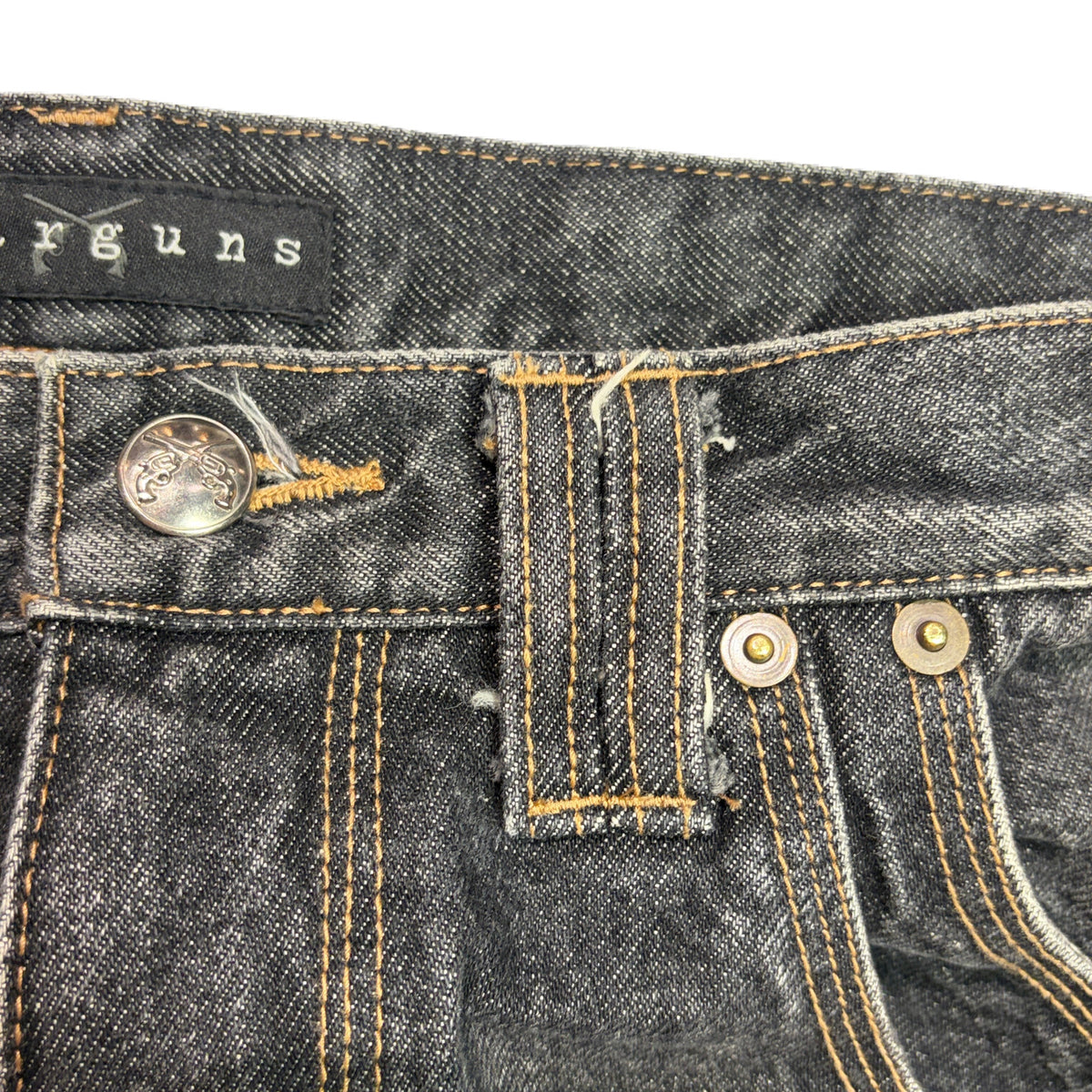 VINTAGE WASH DENIM WIDE PANTS / BLACK